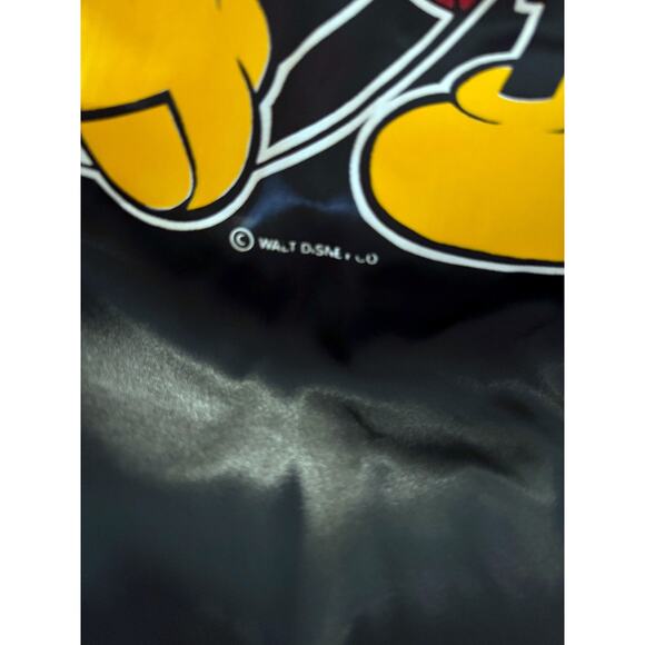 Vintage 80s Chalk Line Mickey Mouse Satin Bomber Jacket Black Large Made in USA - Picture 6 of 12